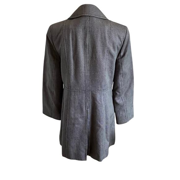 Ann Taylor Loft Jacket Pea Coat Sz Medium Black White Buttons Lined Cotton Dots - Picture 5 of 9